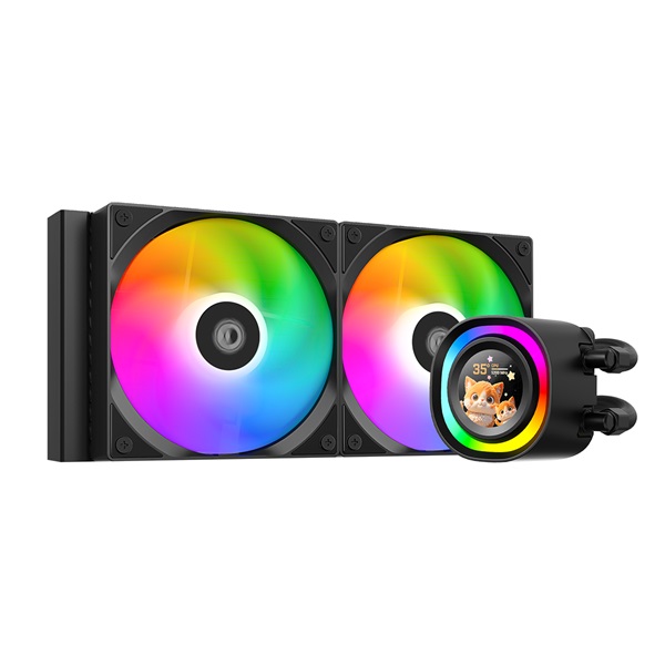 ID-Cooling CPU Water Cooler - FX240 LCD (27,2dB; max. 98,54 m3/h; 2x12cm, A-RGB, fekete)
