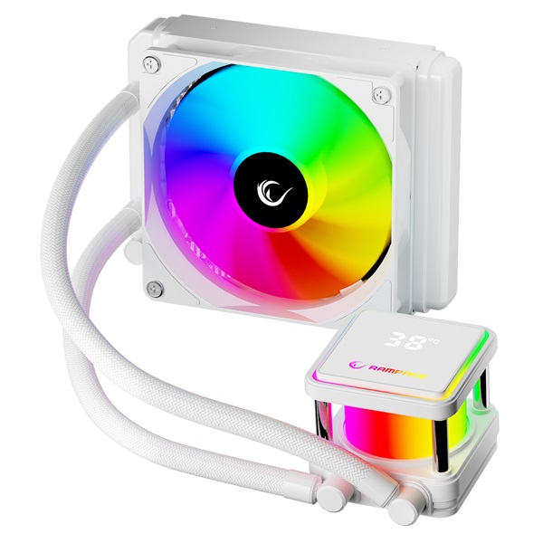 Rampage CPU Water Cooler - INFINITE V120 (36,9dB max., 98,54 m3/h; 12cm, A-RGB LED, fehér)