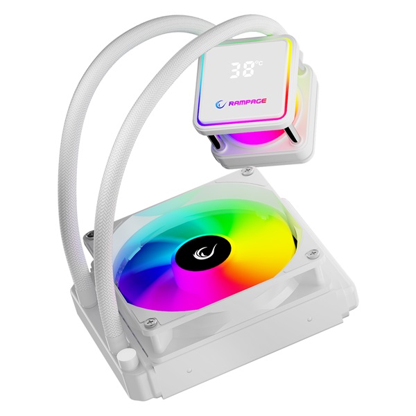Rampage CPU Water Cooler - INFINITE V120 (36,9dB max., 98,54 m3/h; 12cm, A-RGB LED, fehér)