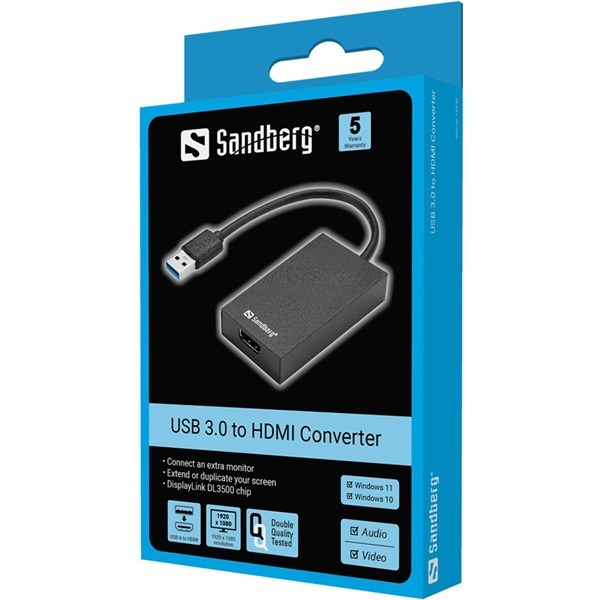 Sandberg Átalakító - USB 3.0 to HDMI Converter