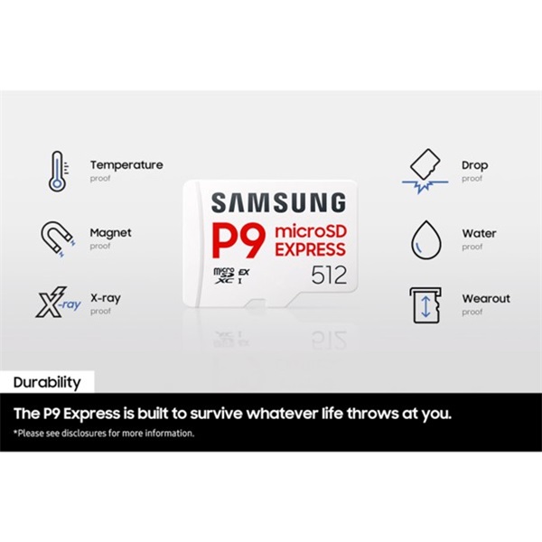 Samsung MicroSD kártya - 512GB MB-MK512T/WW (P9, Class10, PCIe Gen3.0x1, NVMe 1.3, SD 7.1, UHS-I)
