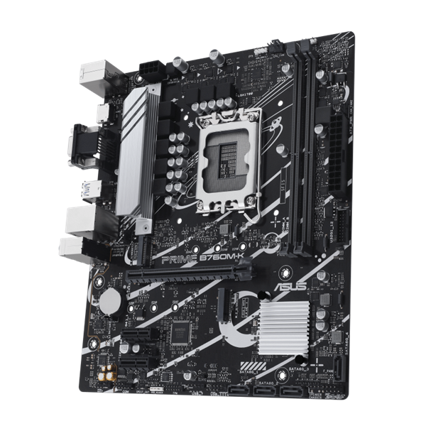 Asus Alaplap - Intel PRIME B760M-K s1700 (B760, 2xDDR5 8000MHz, 4xSATA3, 2xM.2, HDMI+VGA)