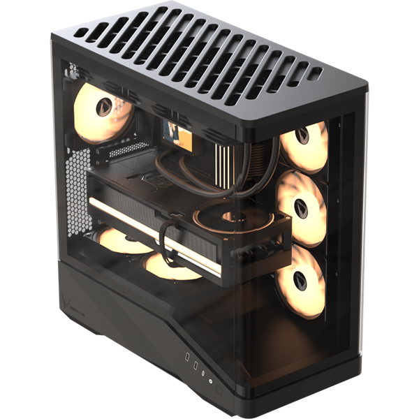 Formula Számítógépház - Crystal U9 PA Black (fekete, ablakos, 4x12cm venti, EATX, 2xUSB3.0, 1xType-C)