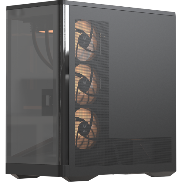Formula Számítógépház - Crystal U9 PA Black (fekete, ablakos, 4x12cm venti, EATX, 2xUSB3.0, 1xType-C)