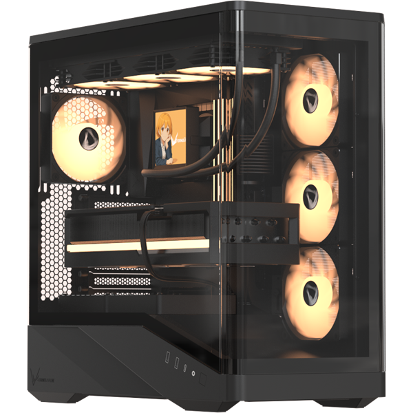 Formula Számítógépház - Crystal U9 PA Black (fekete, ablakos, 4x12cm venti, EATX, 2xUSB3.0, 1xType-C)