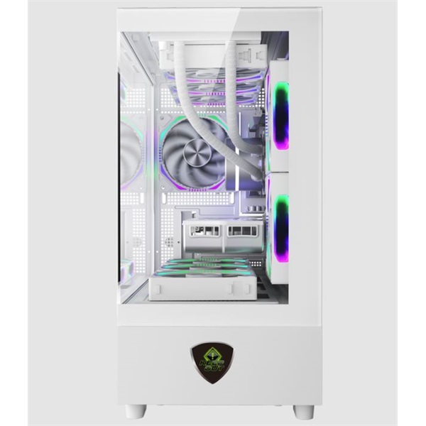 KEEP OUT Számítógépház - XC-301W GLASS (fehér, ablakos, 3x12cm ARGB venti, microATX, 1xUSB2.0, 1xUSB3.0)