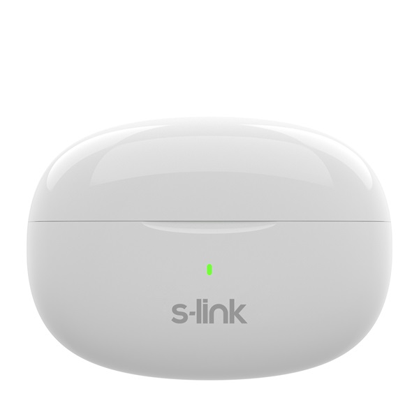S-Link Fülhallgató Vezeték Nélküli - SL-TWS08 White (Bluetooth, ENC, Type-C, 4x HD mikrofon, 40 óra, fehér)