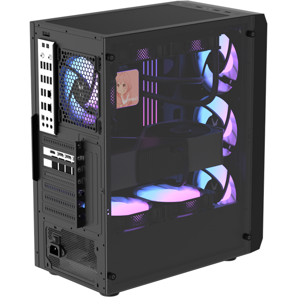 Formula Számítógépház - Air Power G1 Plus Black (fekete, ablakos, 6x12cm venti, mATX, 1xUSB3.0, 1xUSB2.0, 1xType-C)