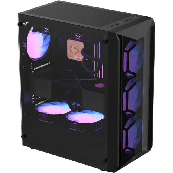 Formula Számítógépház - Air Power G1 Plus Black (fekete, ablakos, 6x12cm venti, mATX, 1xUSB3.0, 1xUSB2.0, 1xType-C)