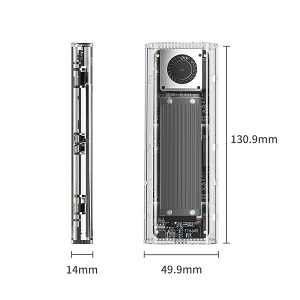 Orico Külsõ M.2 ház - TCM2-G20-BK (USB-A -> M.2 NVMe(M-key; B&M Key), Max.: 8TB, 20 Gbps, fekete)