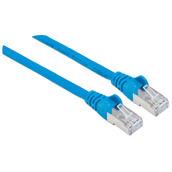 Manhattan Kábel - S/FTP Patch (RJ45 to RJ45, Cat7 kábel Cat6A moduláris csatlakozóval, 1m, kék, réz)