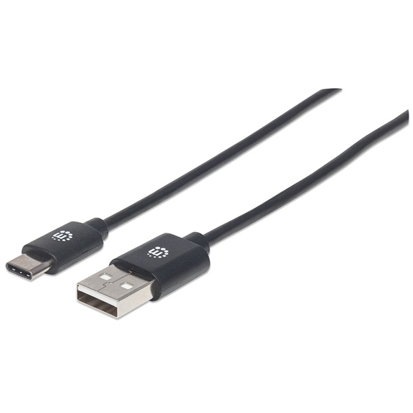 Manhattan Kábel - USB 2.0 Type-A to Type-C, 0.5m, Fekete