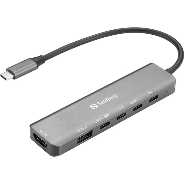 Sandberg Notebook Dokkoló - USB-C 6-in-1 MediaDock