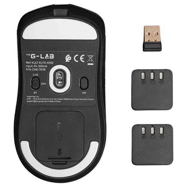 The G-Lab Vezeték nélküli Gamer Egér - KULT ELITE M150 (30 000 DPI, 8000Hz, PixArt 3950, TTC swich, 55g, 2,4Ghz+BT+wire)