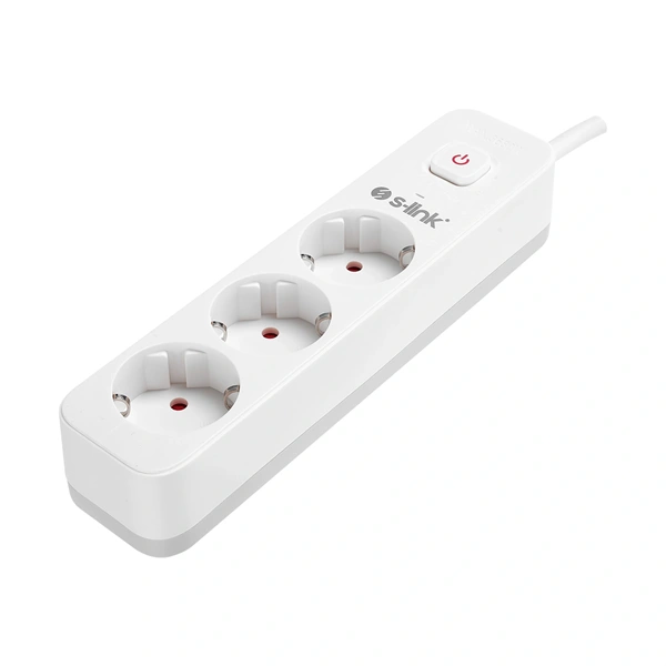 S-Link Túlfeszültségvédõ - SPG301S (1,5m, 750 Joule, 16A, 3680W, 3db schuko, fehér)