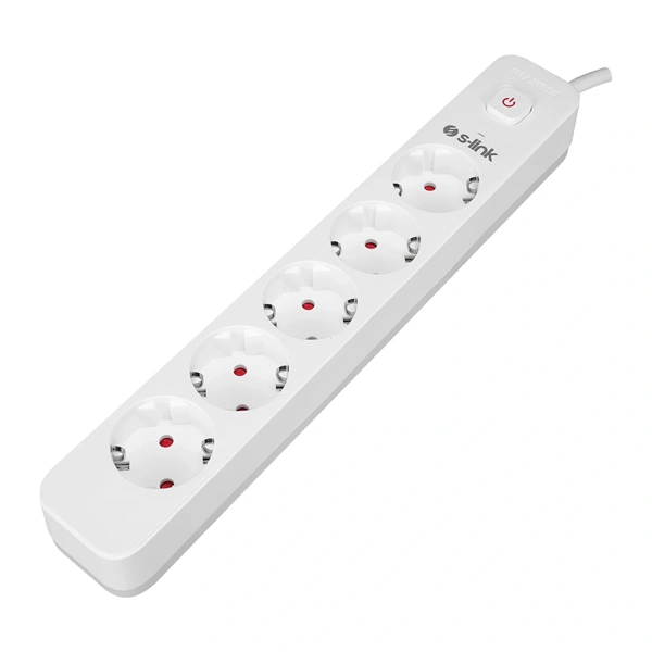 S-Link Túlfeszültségvédõ - SPG501S (1,5m, 750 Joule, 16A, 3680W, 5db schuko, fehér)